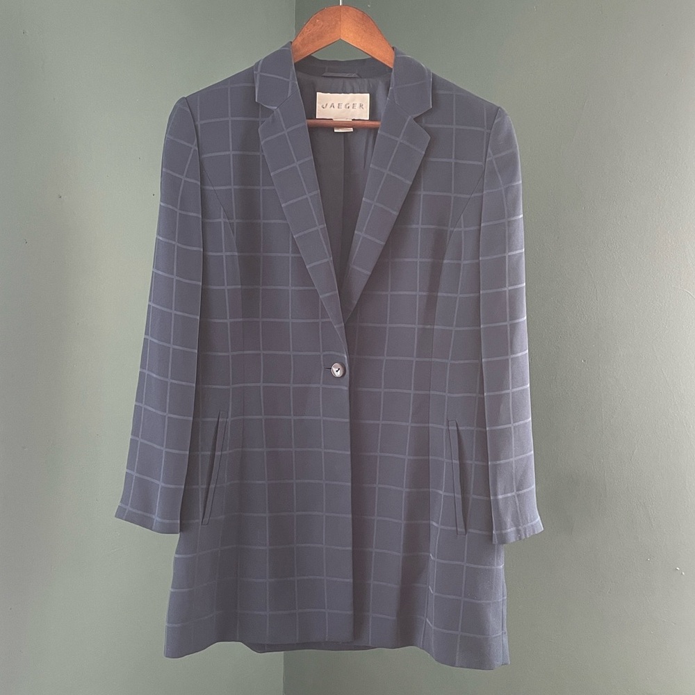 Vintage 90s Jaeger Windowpane Plaid Blazer Jacket